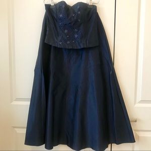 Two piece formal dress with floral embroidery